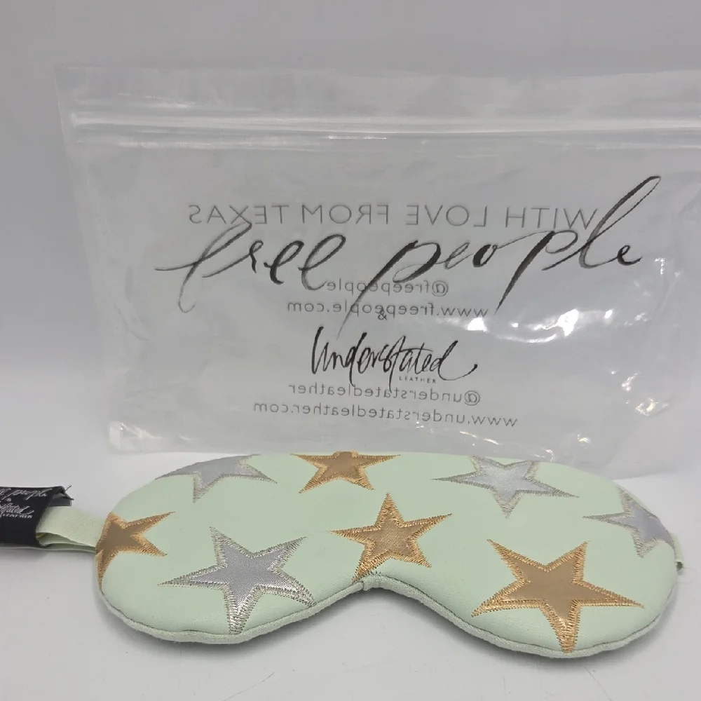 Free People Mint Green Eye Mask with Gold and Silver Stars